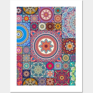 Azulejo mandala floral #7 Posters and Art